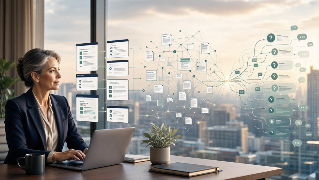 Professional firm reviewing the three pillars of answer engine optimization: structured clarity, topical authority, and conversational alignment.